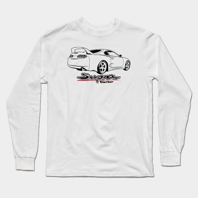 Super car Supra 4th Generation JZA80 mk4 black rear Long Sleeve T-Shirt by creative.z